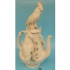 Image 2 : Ornate Porcelain Cockatoo Coffee Pot with Creamer & Sugar Bowl Artist Shellie Kirkendall