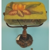 Working Ornate Desk Lamp Glass Shade & Metal Base
