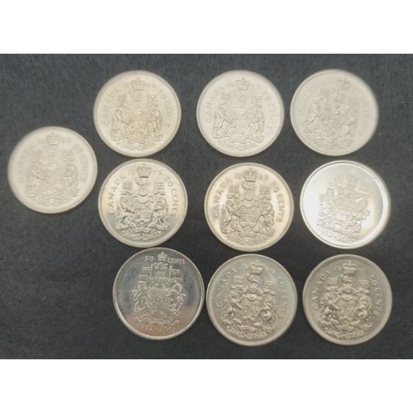 10 Canada 50 Cent Coins