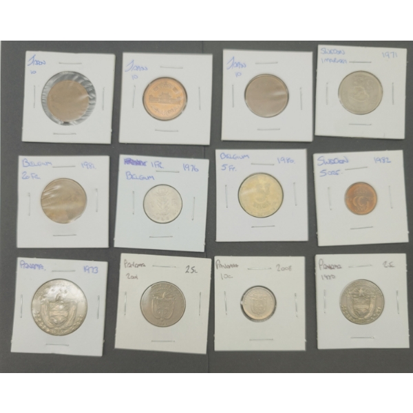 12 COINS from Sweden, Japan, Belgium & Panama
