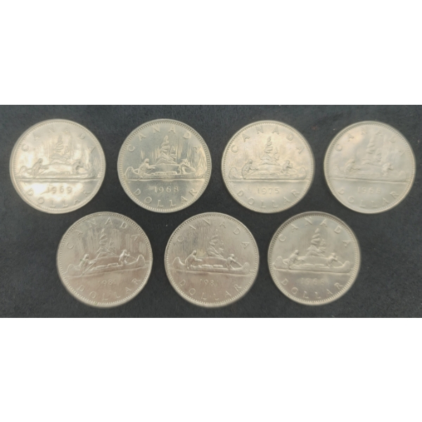 7 Canada One Dollar Coins