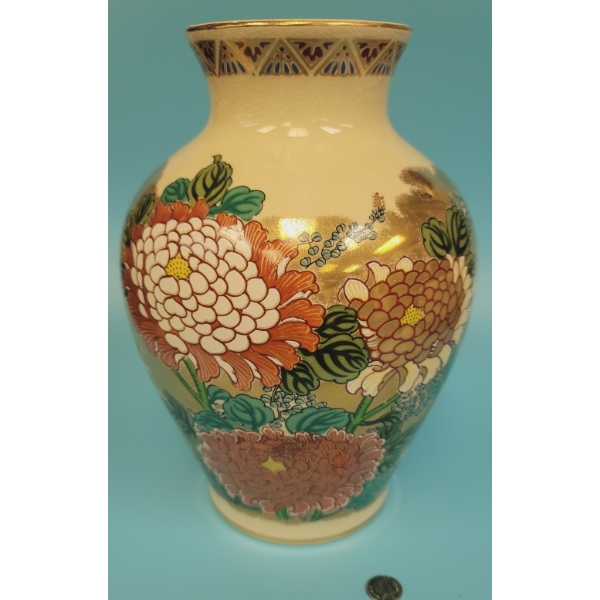 Japanese Cloisonné Enamel Chrysanthemum 10" Vase