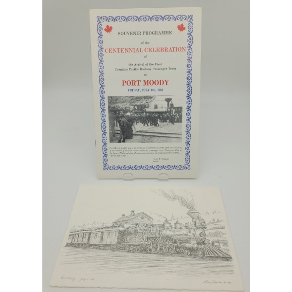 1986 PORT MOODY CENTENNIAL of the FIRST CP RAIL PASSENGER TRAIN ARRIVAL PROGRAMME & DRAWING