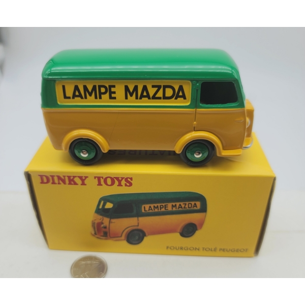 Dinky Toys Atlas PEUGEOT DELIVERY VAN MAZDA LAMPE in Original Box