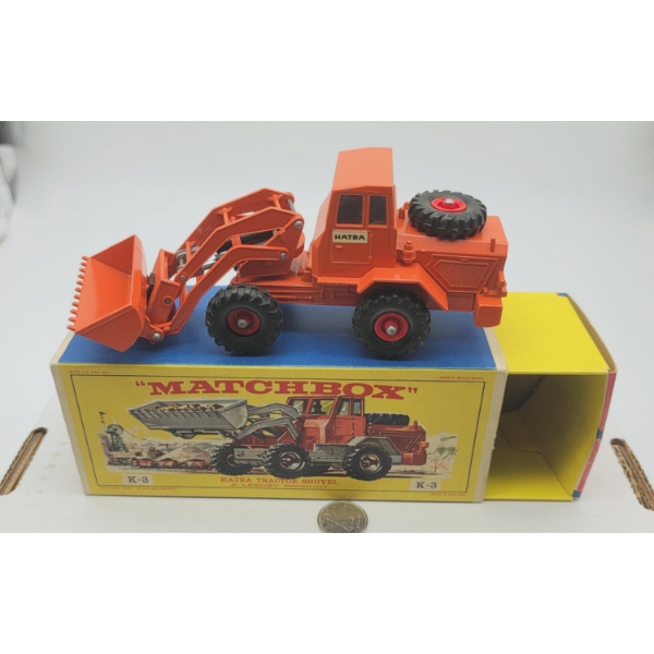 MATCHBOX LESNEY KINGSIZE K3 HATRA TRACTOR SHOVEL IN ORIGINAL SLIDE BOX