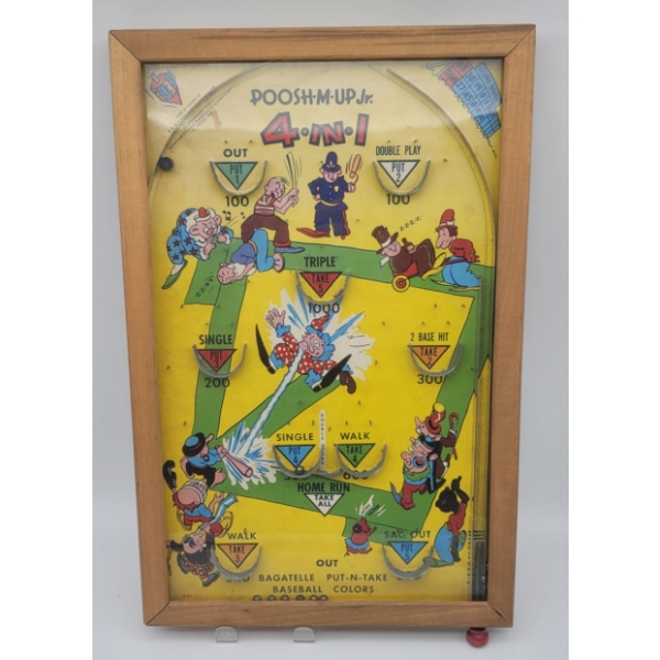 POOSH-M-UP Jr. 4 in 1 Baseball Table Pinball Game Complete Working Canada Made