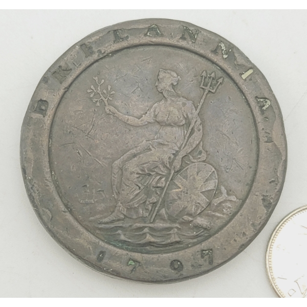 GB LARGE 1797 TWO PENCE COIN  