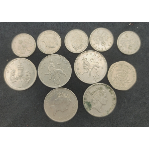 11 British 5, 10 & 20 Pence Coins