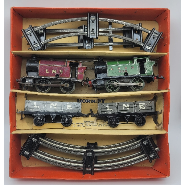 Hornby Trains O Gauge M1 Goods Set with 2 Clockwork Engines LMS & LNER