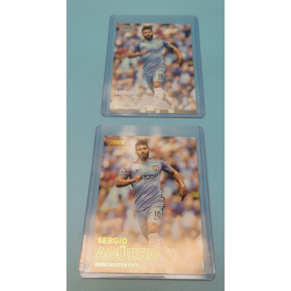 2 SERGIO AGUERO SOCCER CARDS GOLD and SILVER