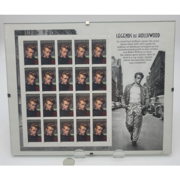 USA JAMES DEAN 32c Stamp Sheet Unused in Frame
