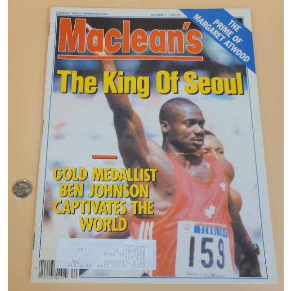 BEN JOHNSON OLYMPIC GOLD MEDALIST MACLEANS MAGAZINE 1988