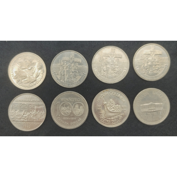 8 Canada One Dollar Coins