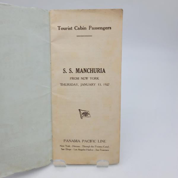 S.S. Manchuria 1927 PANAMA PACIFIC LINE List of Passengers Booklet