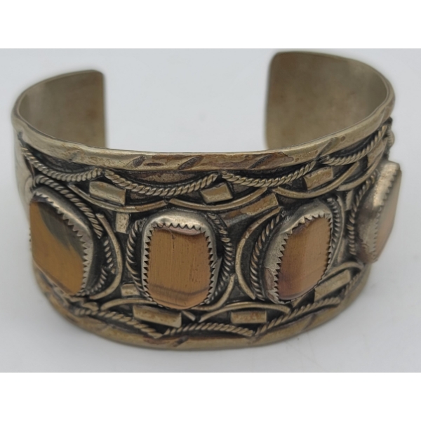 NAVAJO TIGER EYE Bracelet Cuff Possible Silver