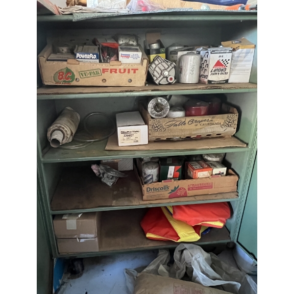 Contents ONLY -  Misc Oil Filters and 2 Adult size Life Jackets