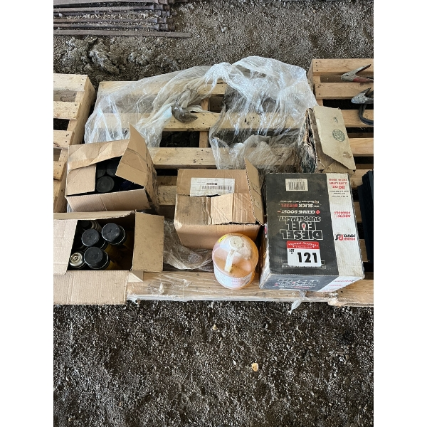 Spray cans of brake cleaner, chain lube,Diesel fuel conditioner..