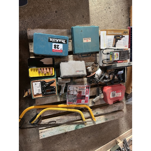2 Makita Angle Drills, Skil Cordless Screwdriver, Soldering Gun Kit, 2 Saws, etc.