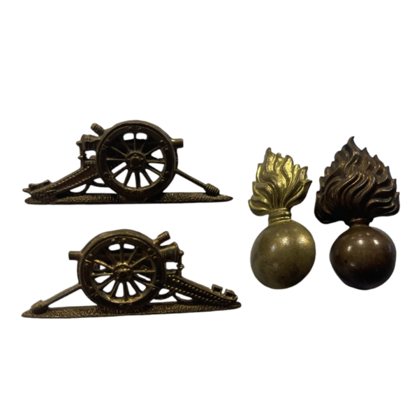 Pair of Artillery Sleeve Badges & Pair of Large Flaming Grenades Badges