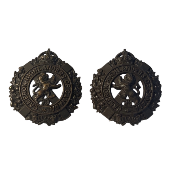 Pre WW1, 79th Cameron Highlanders of Canada Officers Collar Badge Pair