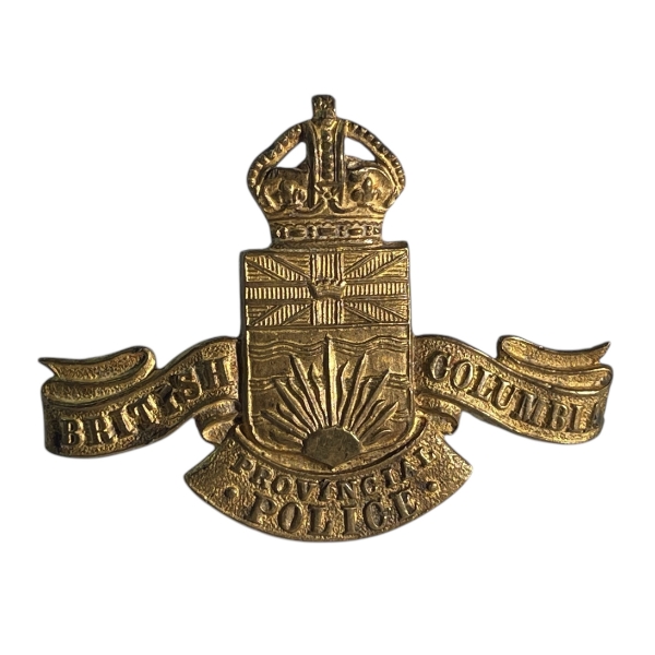 British Columbia Provincial Police Gilt Metal Cap Badge