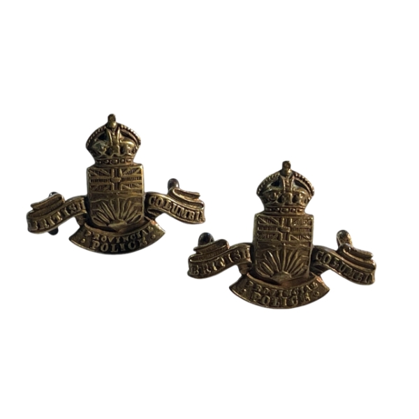 British Columbia Provincial Police Collar Badge Pair