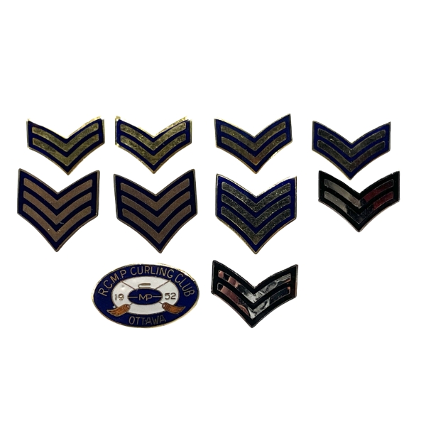 RCMP Rank Insignia & Curling Pin Lot