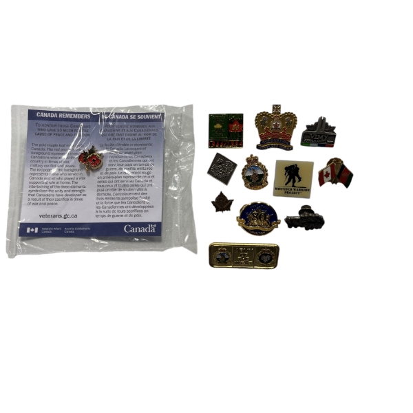 Lot of 12 Canadian Military, Legion Veterans pins