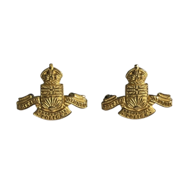 British Columbia Provincial Police Gilt Metal Collar Badge Pair