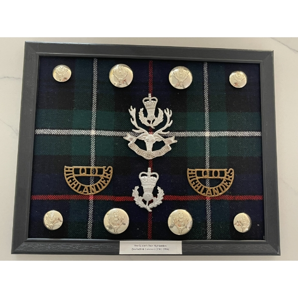 The Queens Own Highlanders (Seaforth & Camerons) Framed Badge Display