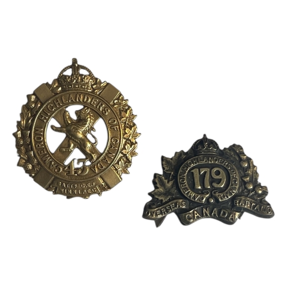 WW1 CEF Canadian 43rd and 179th Battalion Collar Badge Lot