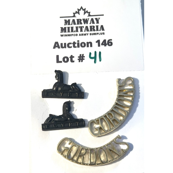 British Gordon Highlanders Officers Collar Badge & Shoulder Title Pairs