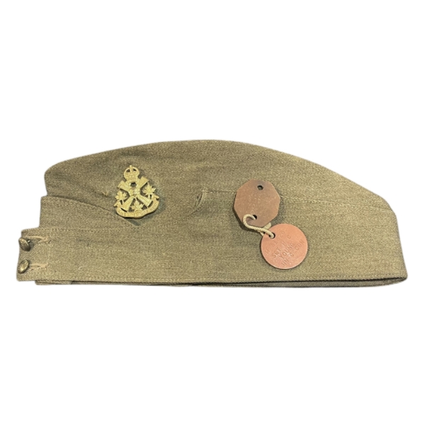 WW2 Loyal Edmonton Regiment Side Cap with ID Tags
