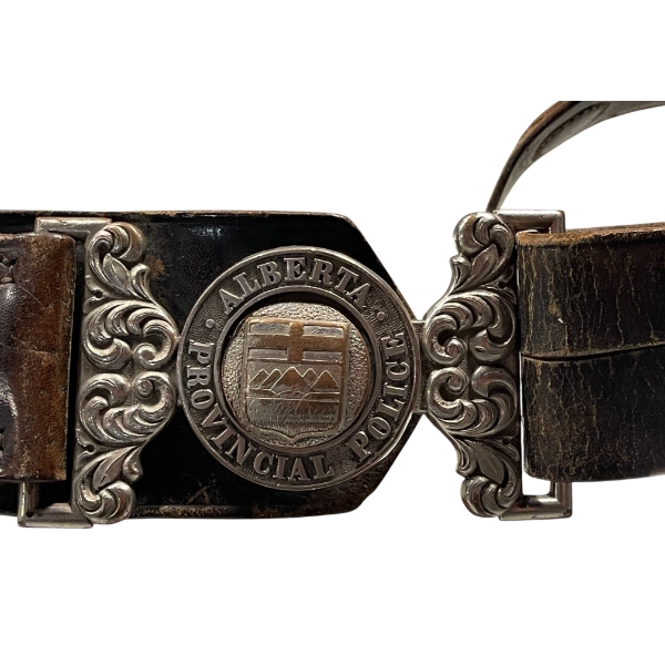 Alberta Provincial Police Belt Buckle and Handcuff pouch on Leather Belt Lot