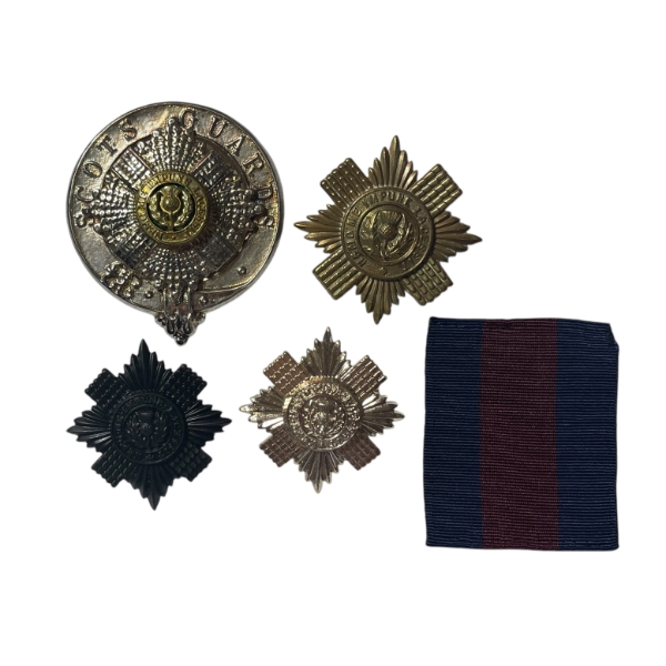 Lot of Scots Guards Badges, Pipe Majors Headdress & More