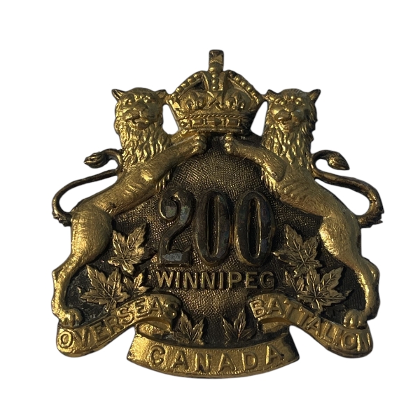 WW1 CEF 200th Battalion (Winnipeg) OFFICERS Cap Badge