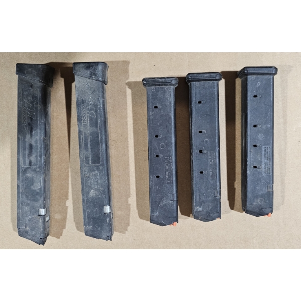 5 Pack of 9mm Glock Style Pistol Mags 