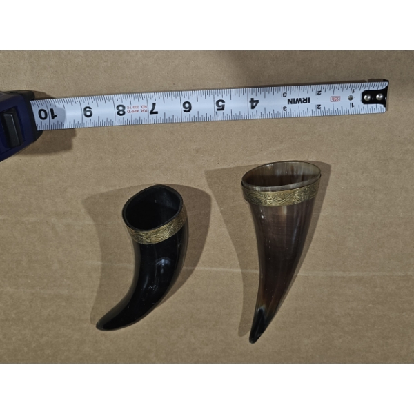 2 pack of small incomplete powder horns