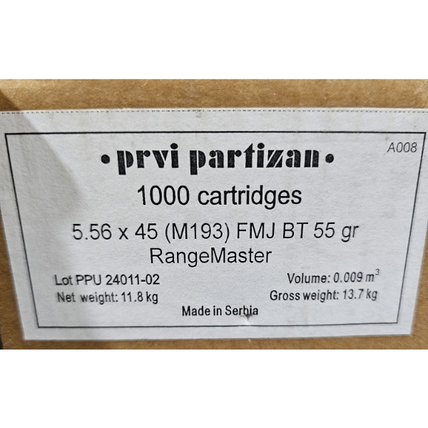 Case of Prvi Partisan 5.56x45mm Ammo (1000 Rounds)