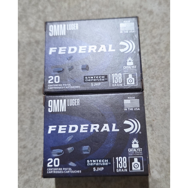 40 Rounds of Federal Syntech Defence 9mm
