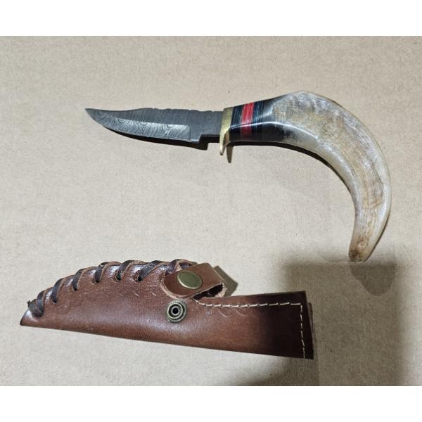 Horn Handle Damascus Knife