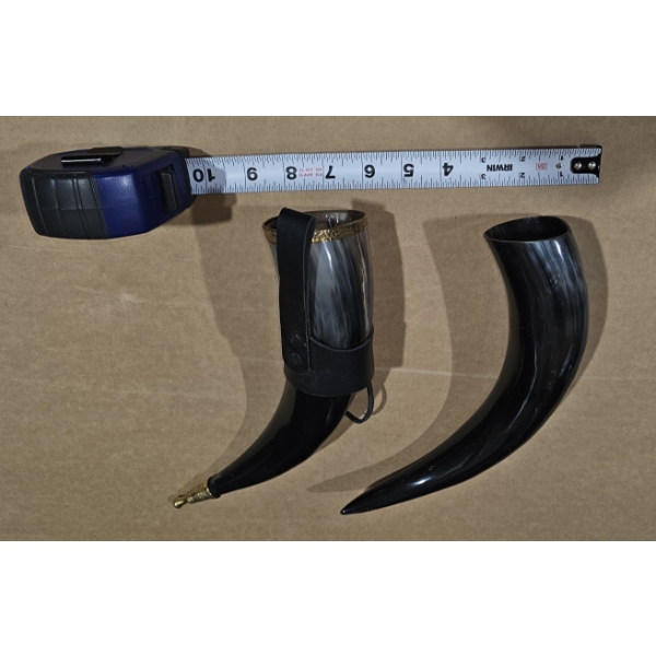 2 pack of large incomplete powder horns