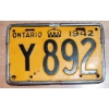 Image 1 : 1942 ONTARIO LICENSE PLATE