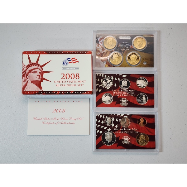 2008 United States Mint Silver Proof Set in Original Packaging w/ CoA