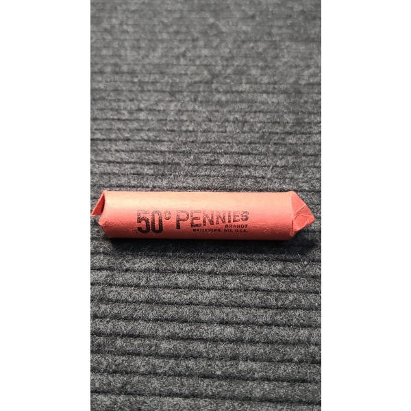 50 Cent Roll Of Unsearched & Uncounted Wheat Pennies