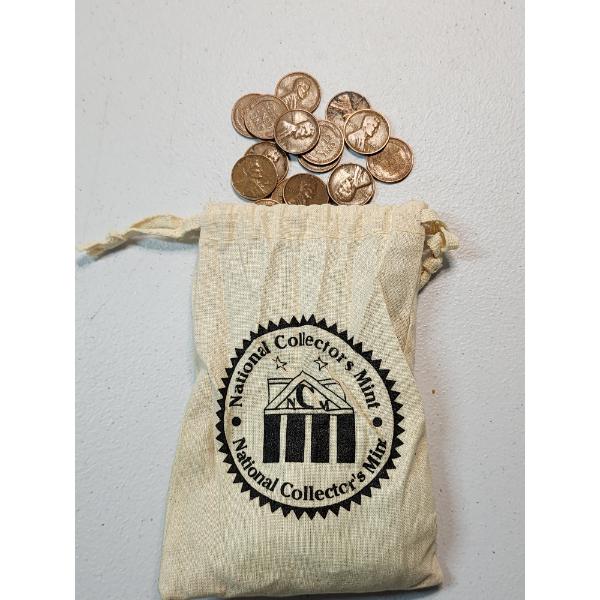 Lot of Assorted Years U.S. Lincoln Pennies - Mainly Wheat Pennies In Collector's Bag - FV~ $0.99