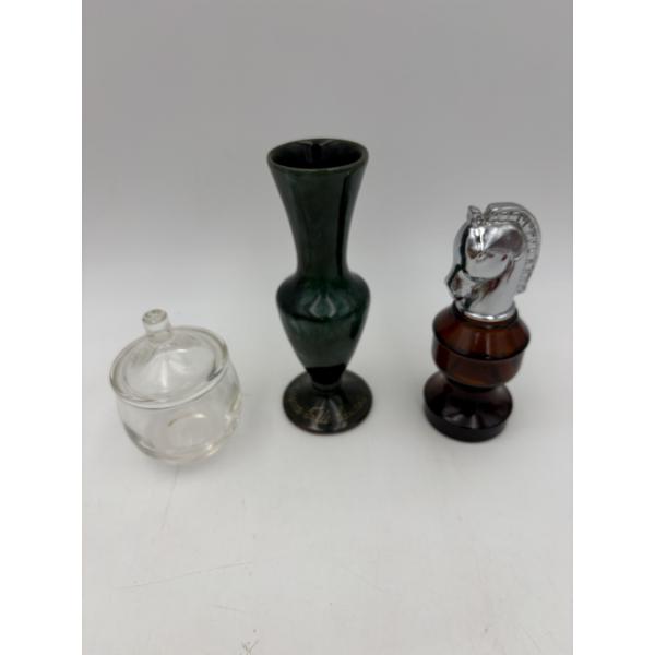 Clear glass jar with lid - Roly poly style 4 inches tall with lid - Niagara Falls Canada Green drip 