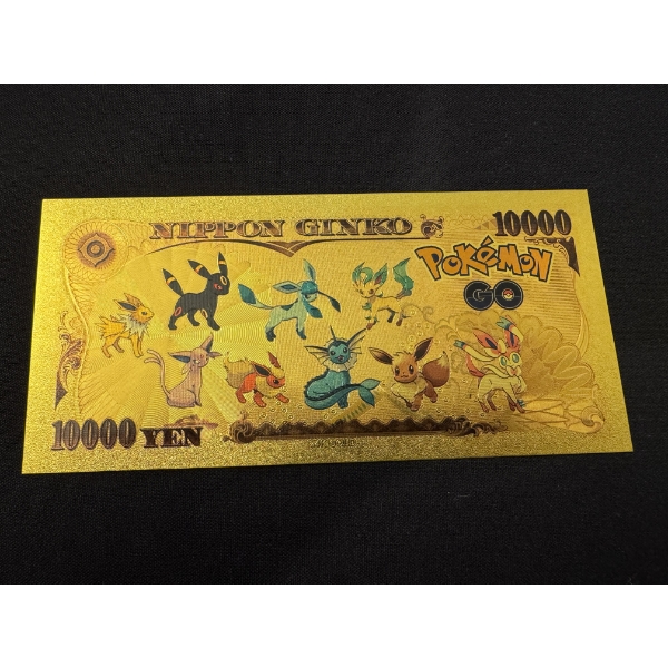 Pokemon Nippon Ginko 10K YEN .999 Pure 24K Gold Foil Note - Mint Condition 