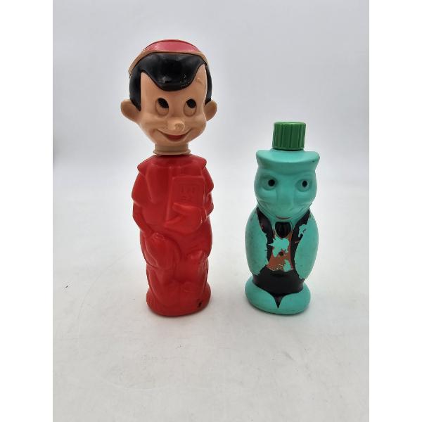 Vintage Pinocchio and Cricket Soaky Bottles