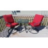 Image 1 : Excellent Outdoor / Porch / Patio Table & Swivel Cushioned Chairs -   Table is 24" Square - See Pics